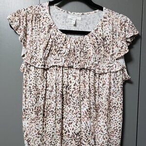 Maurices Leopard Short Flutter Sleeve Top